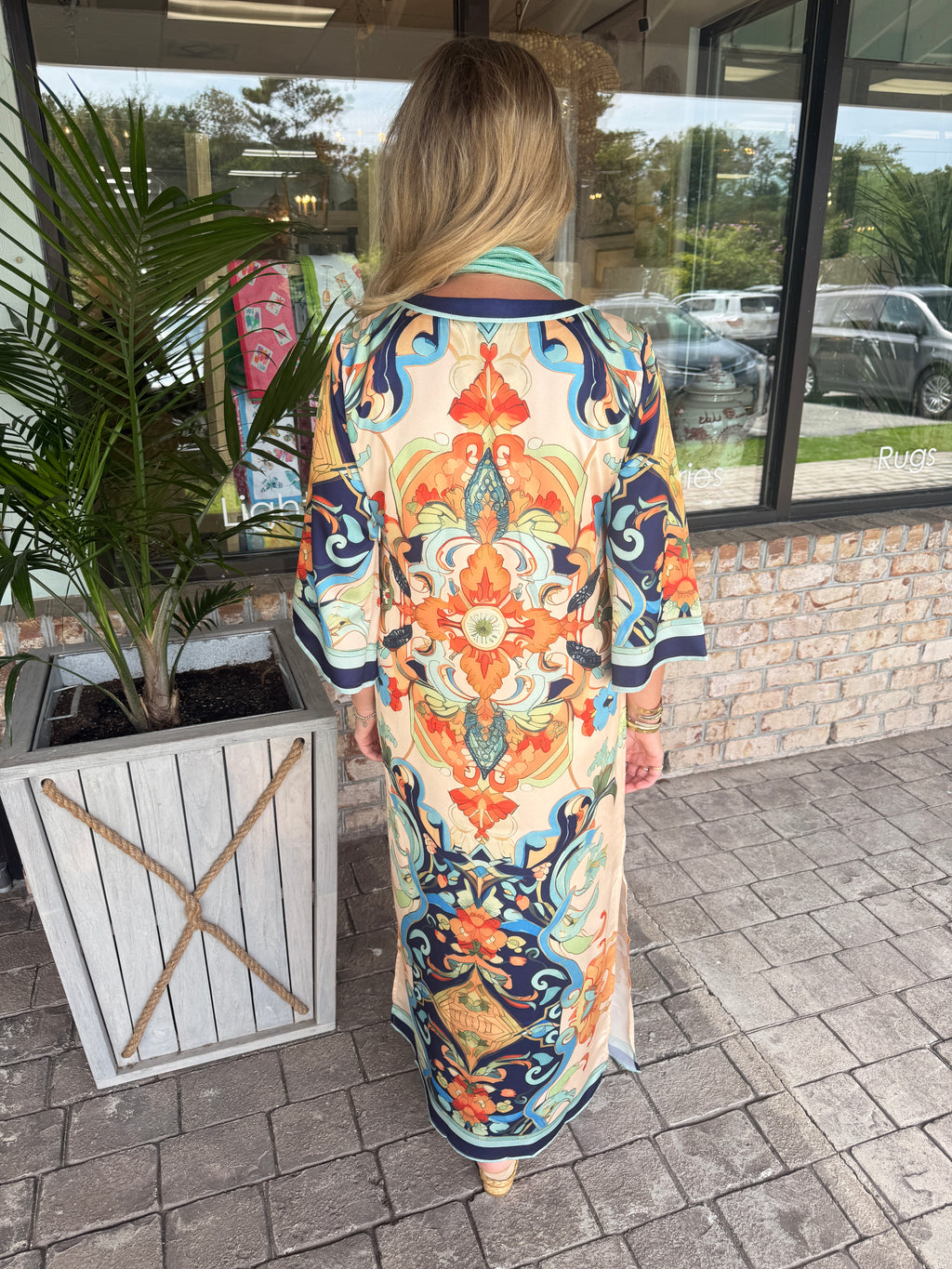 Jade Azure Medallion Trimmed Maxi