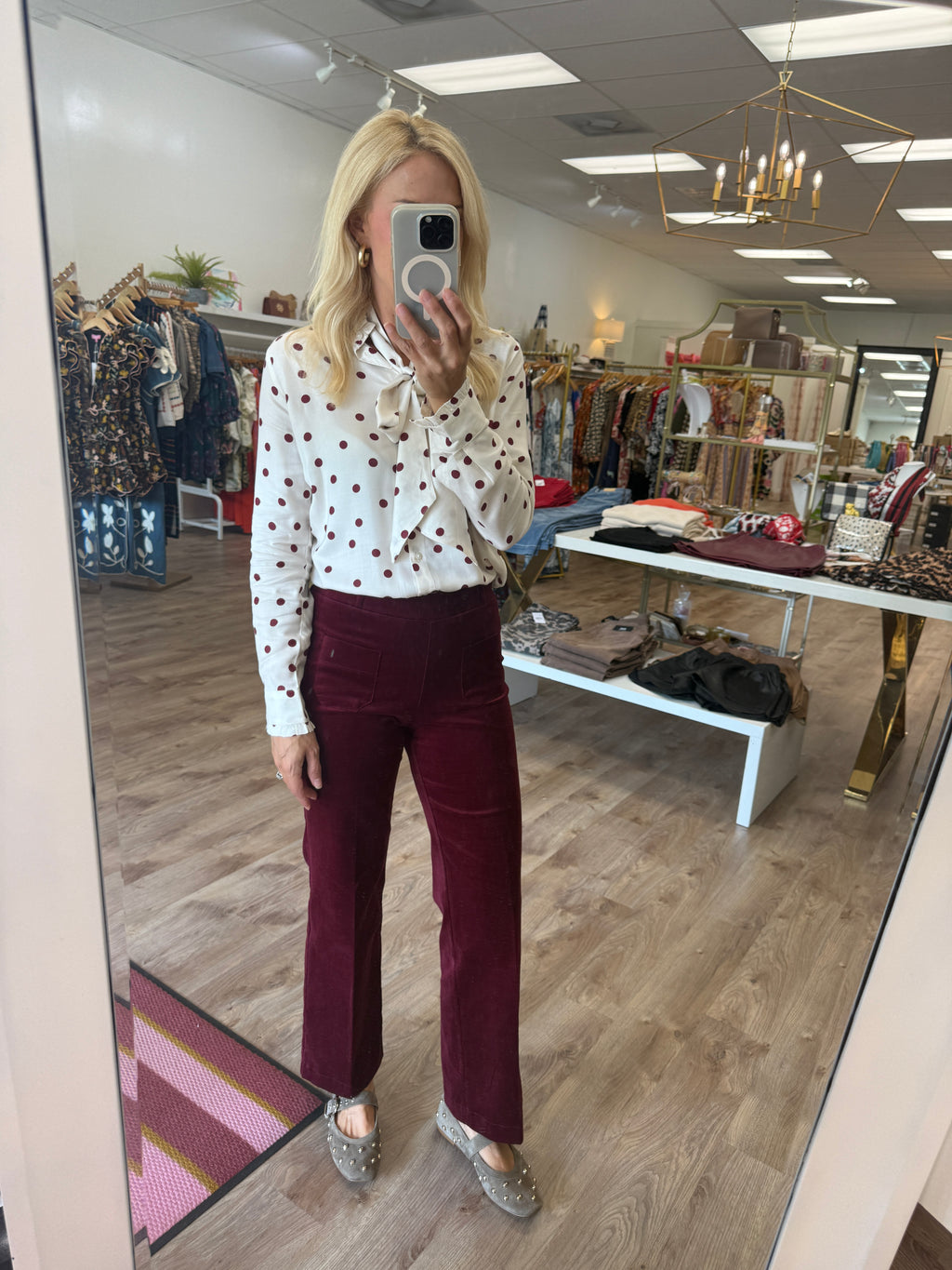 Vilagallo Velvet Pullon Trouser- Maroon