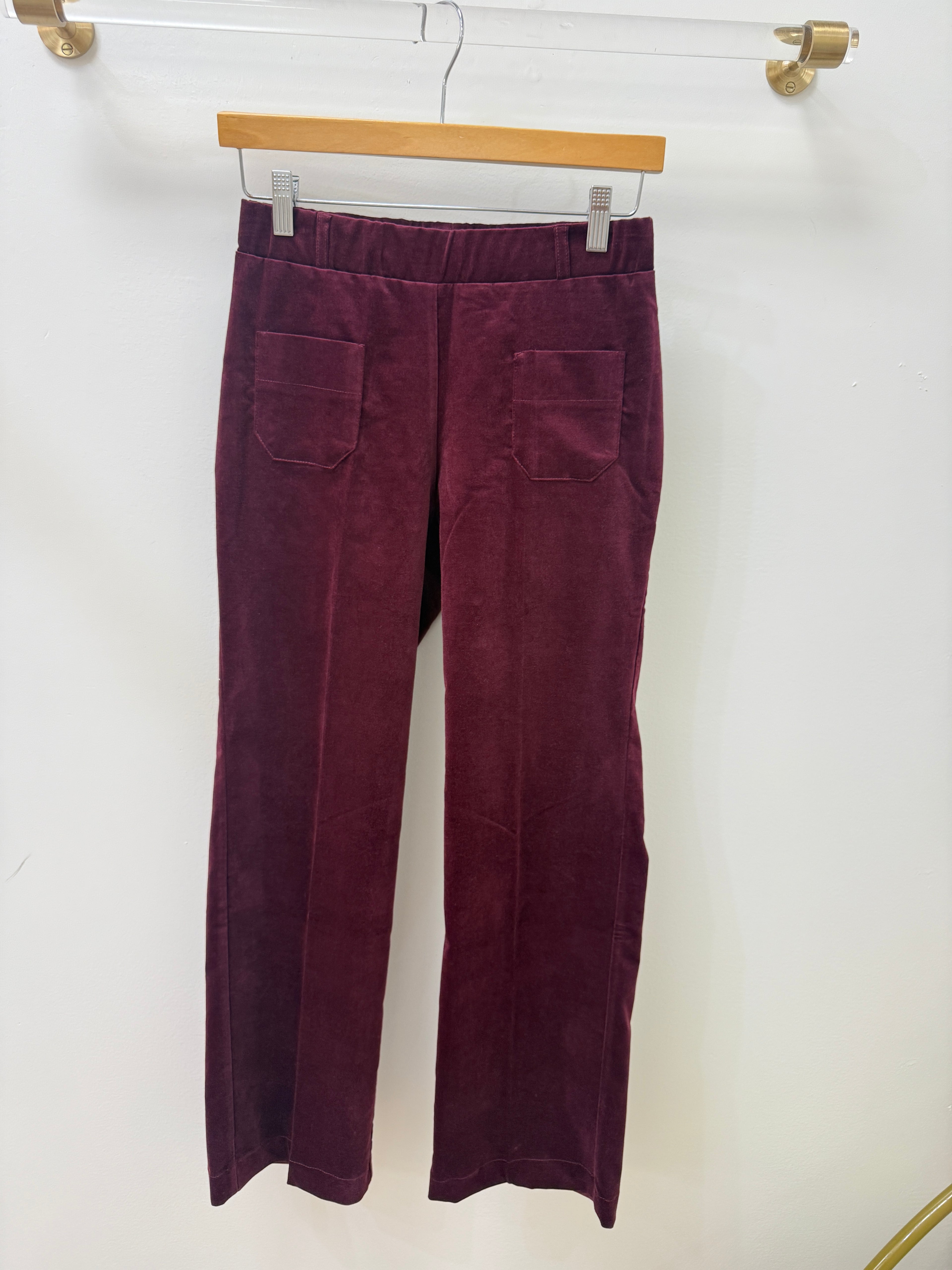 Vilagallo Velvet Pullon Trouser- Maroon