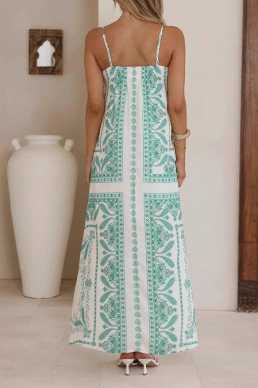 SU Paisley Print Stap Maxi- Green