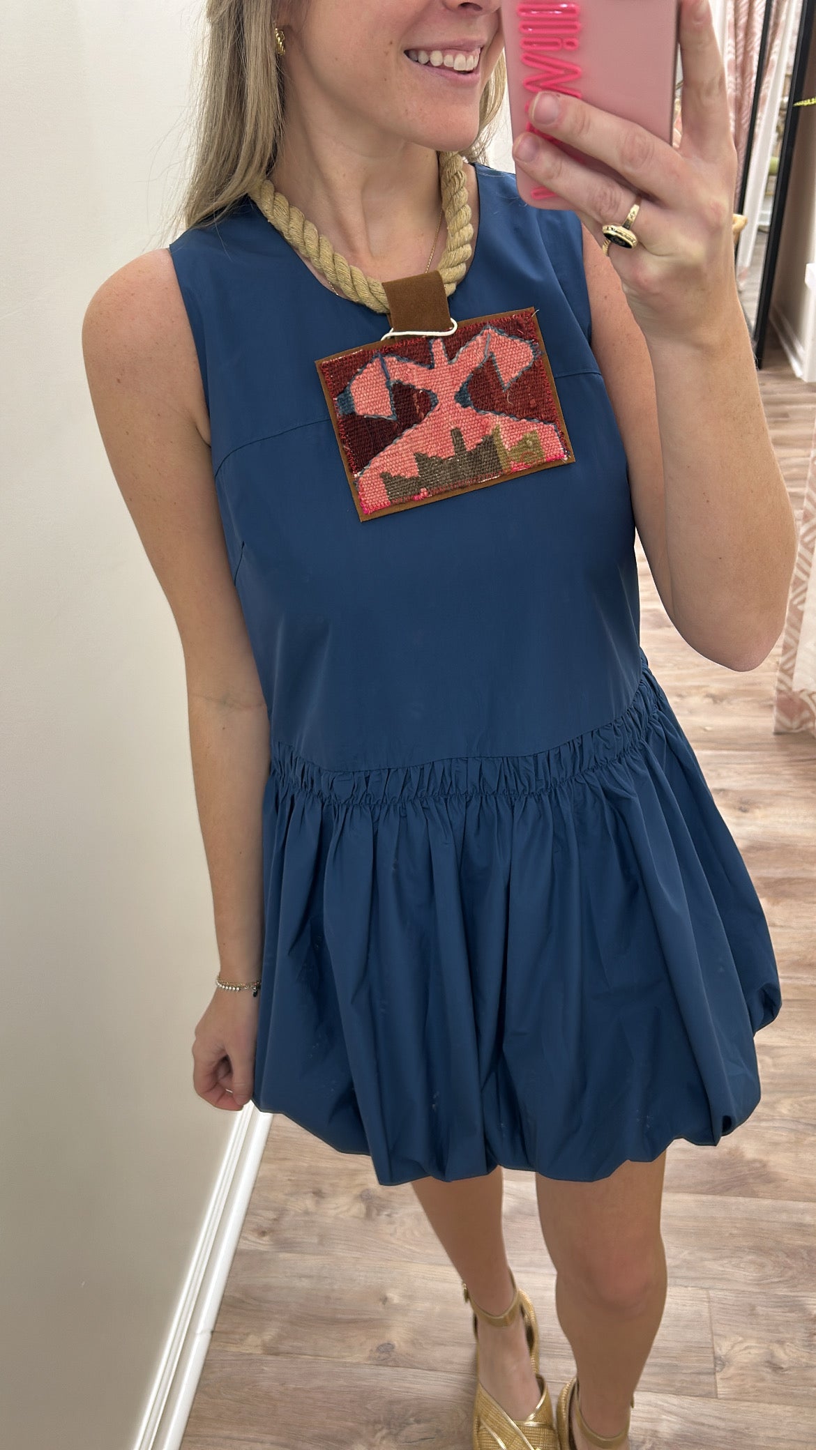 Joy Joy Bubbles Hem Navy Dress