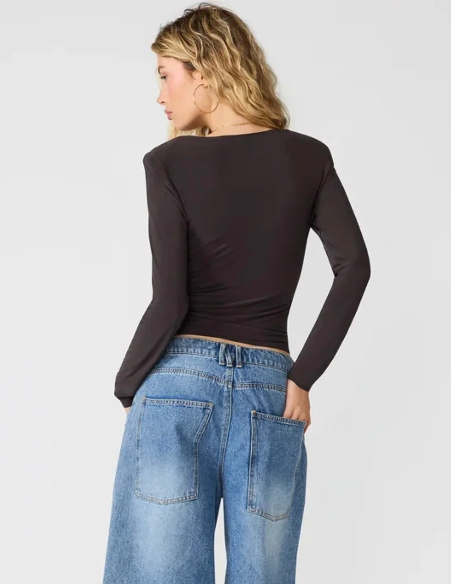 Steve Madden Seline Knit Top- Espresso