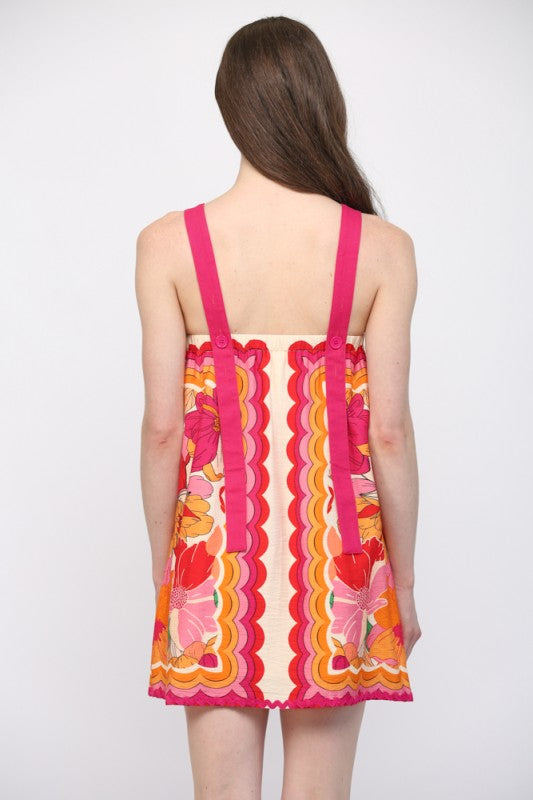 FT Ric Rac Trim Shoulder Strap Floral Mini