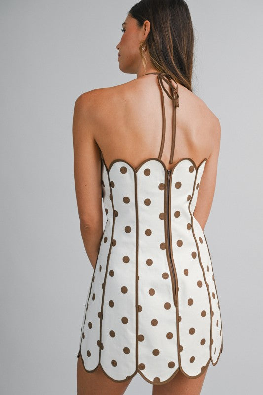 MBL Halter Polka Dot Scallop Dress