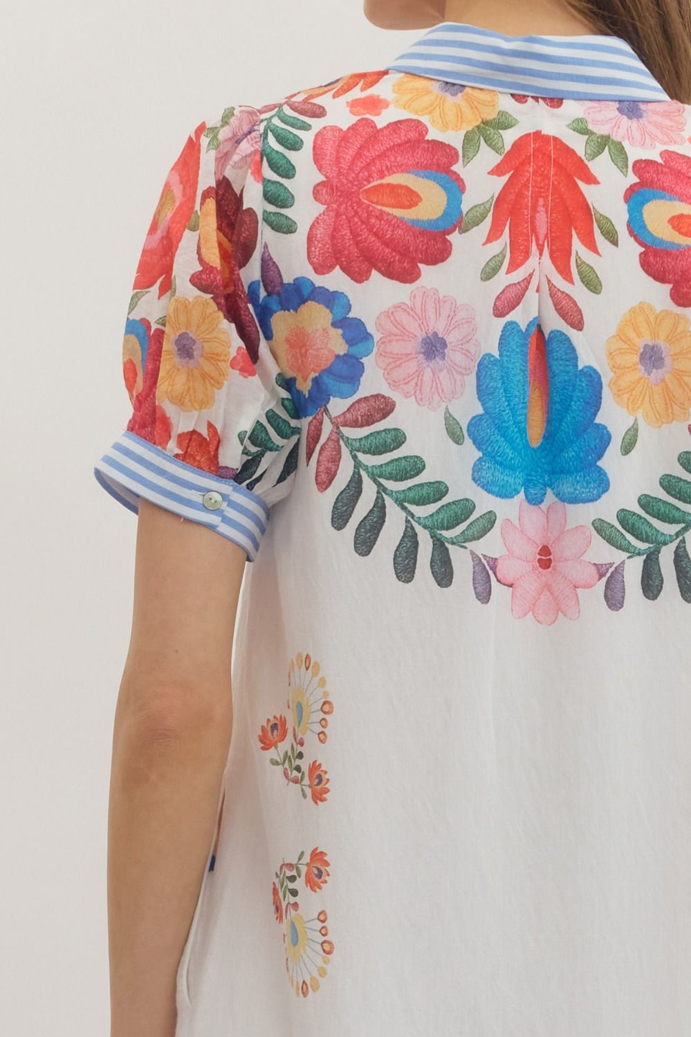 ETO Floral Stripe Trim Midi