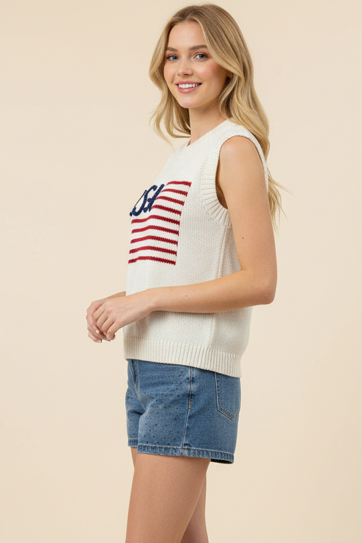 PCH AMERICAN FLAG SWEATER TOP