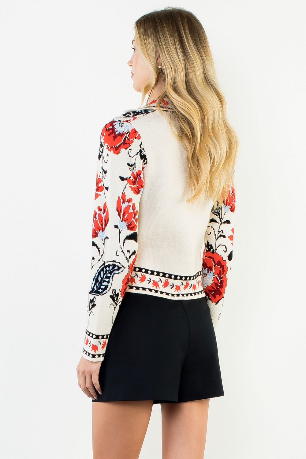 THML Printed L/S Cardigan - Cream
