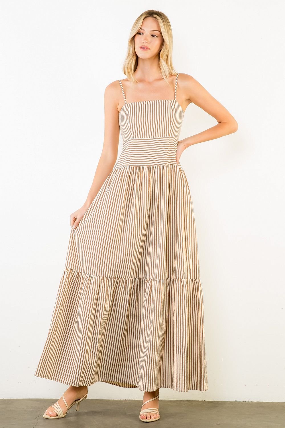 THML Striped Texture Tier Midi