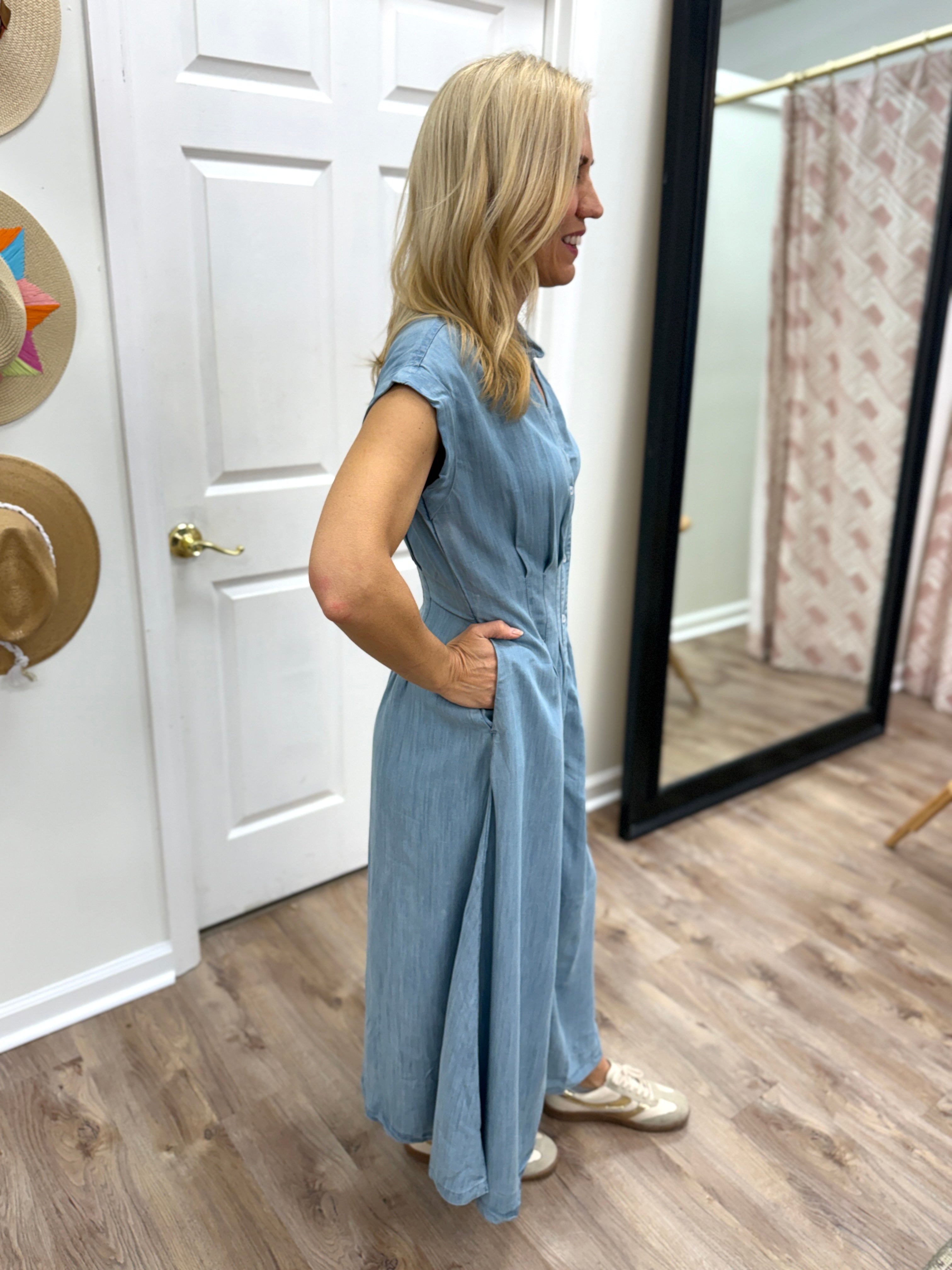 Elan Denim Collar Dress
