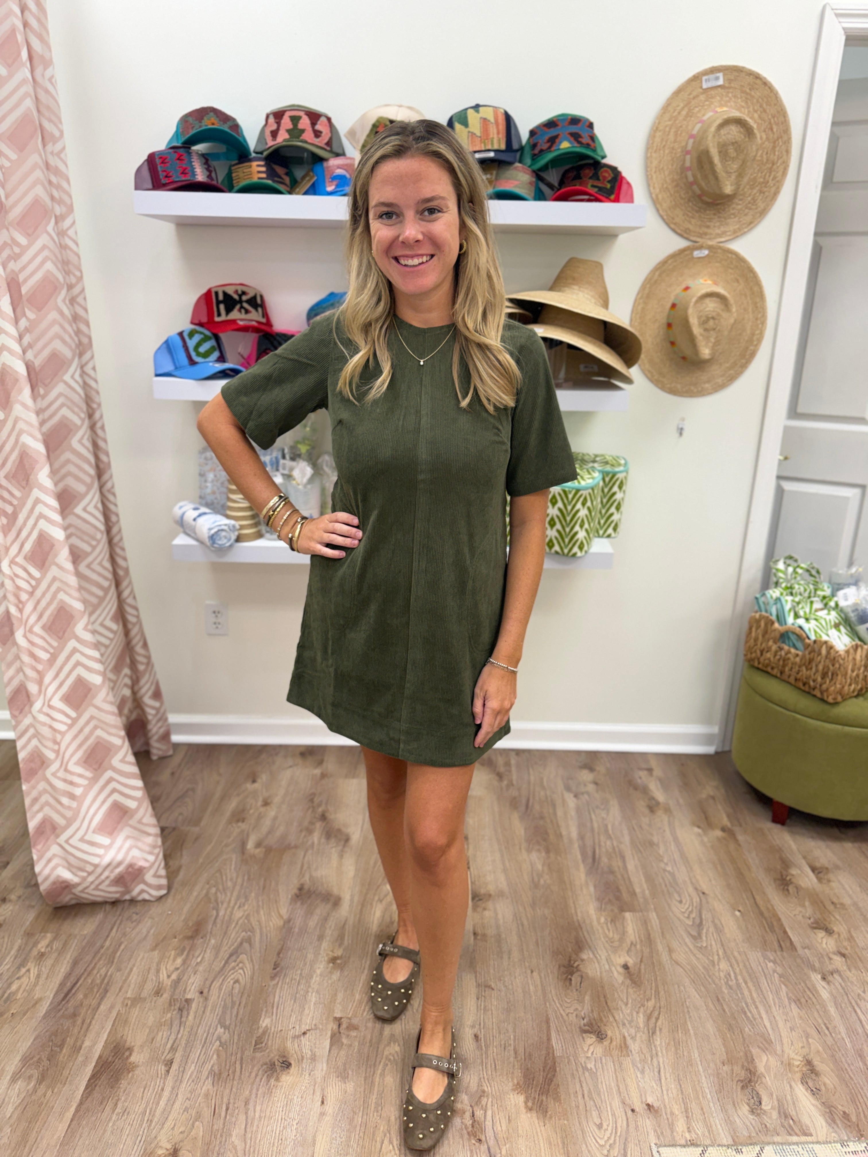 Compania Corduroy Shift Dress