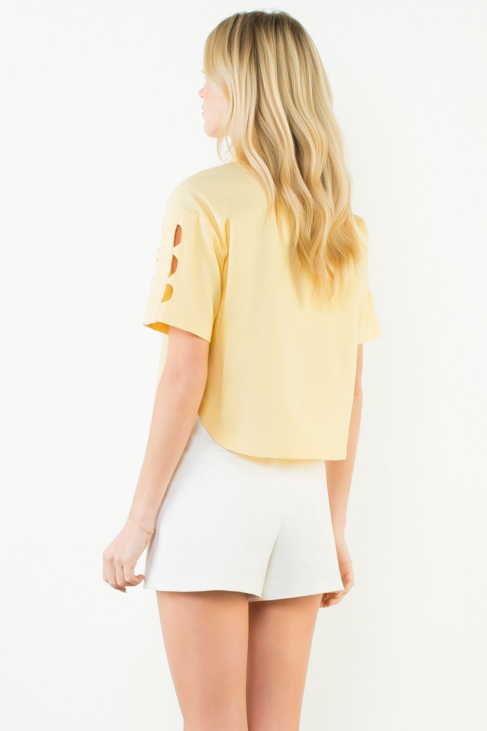 THML Short Slv Cutout Top Yellow