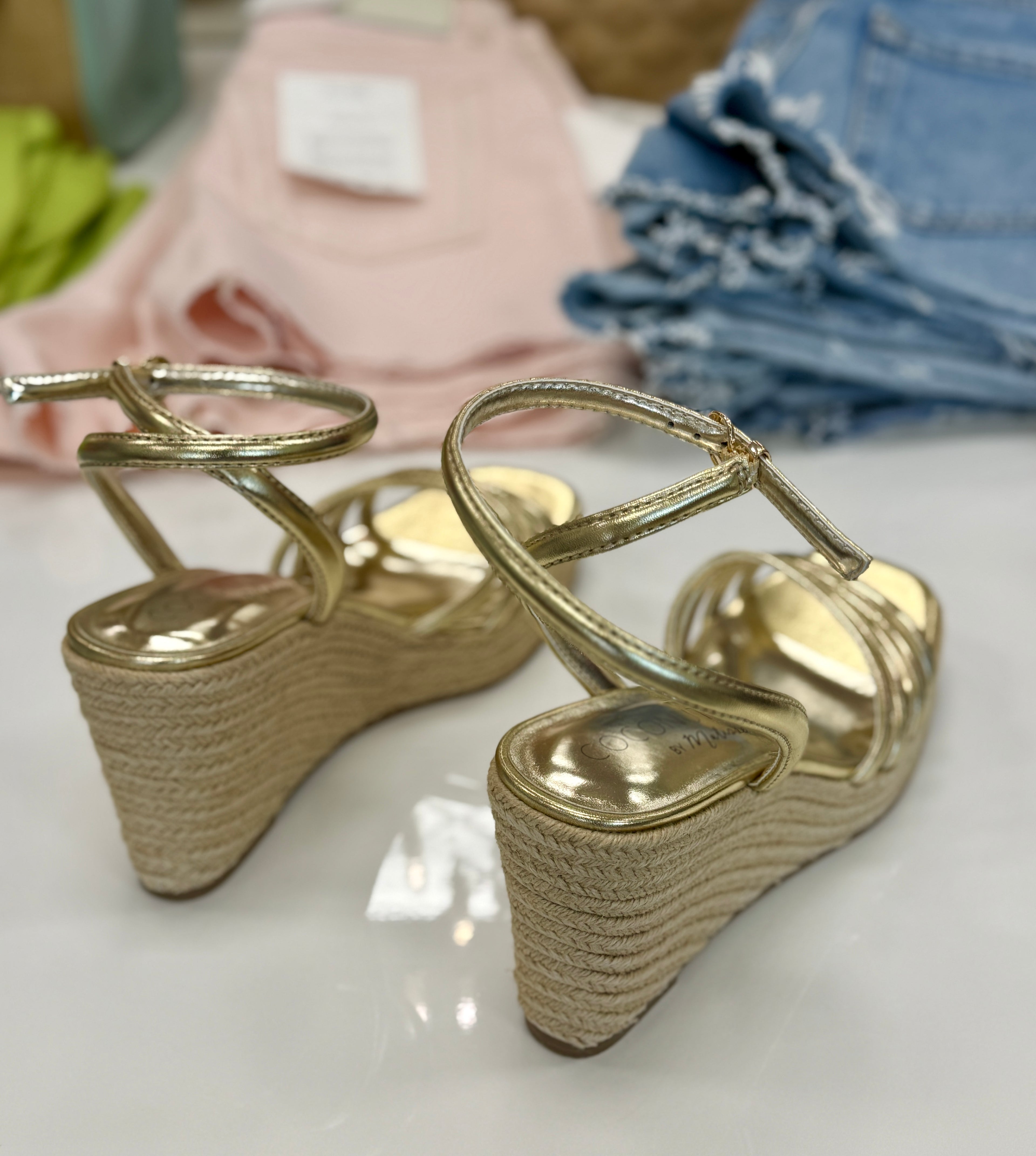 Matisse Sunny Woven Wedge- Gold