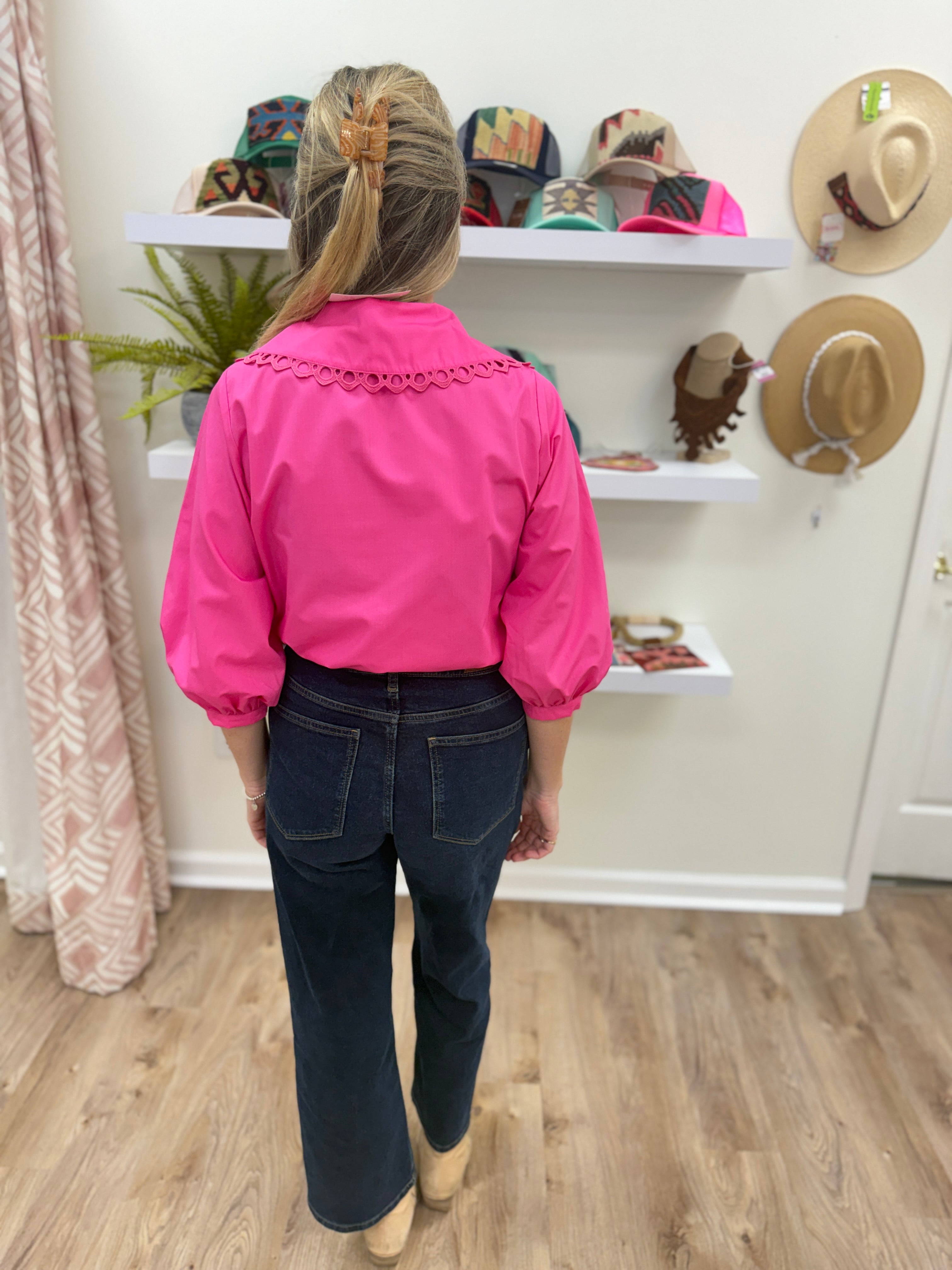 Joy Joy Pin Tuck Collar Blouse