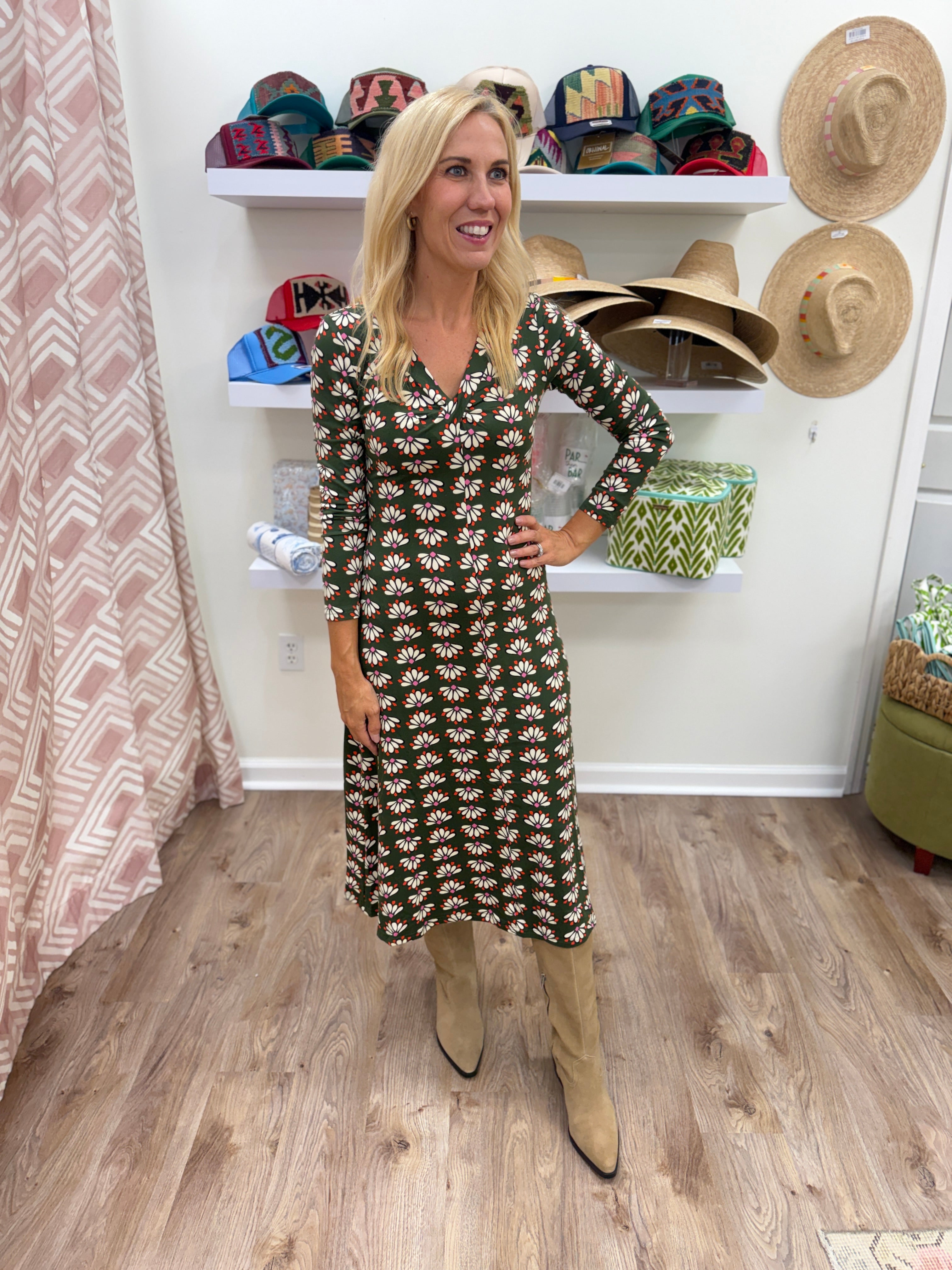 Compania Geo Floral Knit Dress