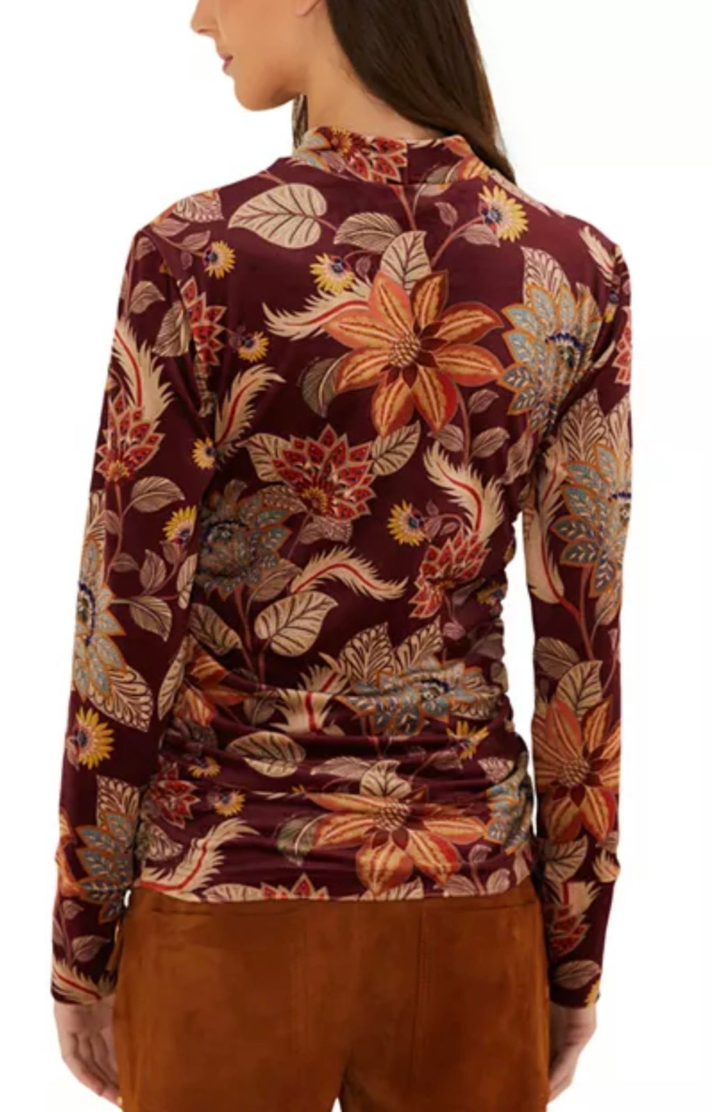 Farm Rio Delhi Floral Jersey Top- Velvet