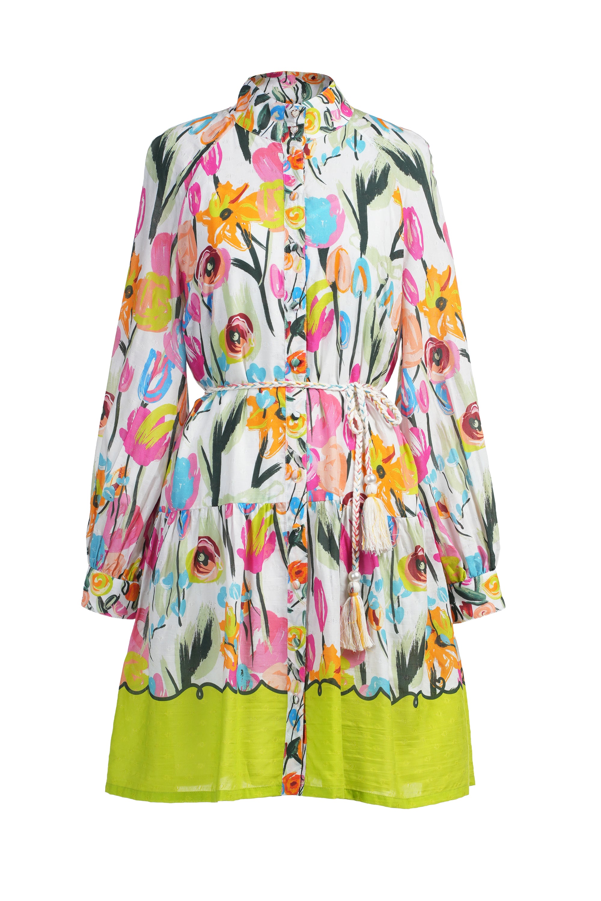 Emily Lovelock Lexie Floral Short Dress- ivory