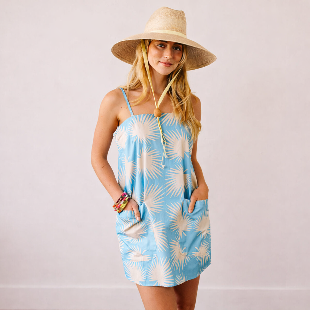 Blue Palm Geo Grotto Coverup Dress