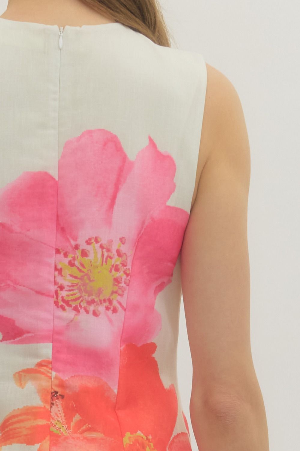 ETO Floral Slvless Midi Dress- Cream