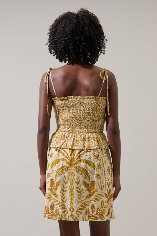 SL Calina Tropical Smock Mini Dress-Brown