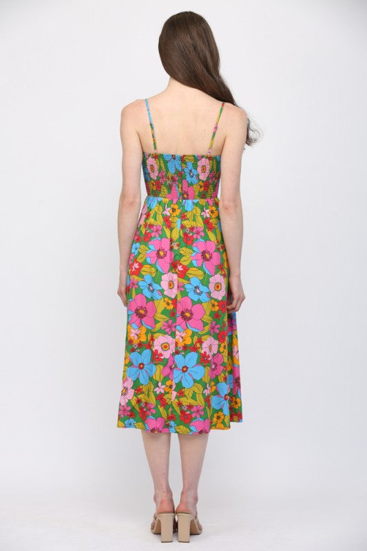 FT Front Tie Foral Midi - Multi