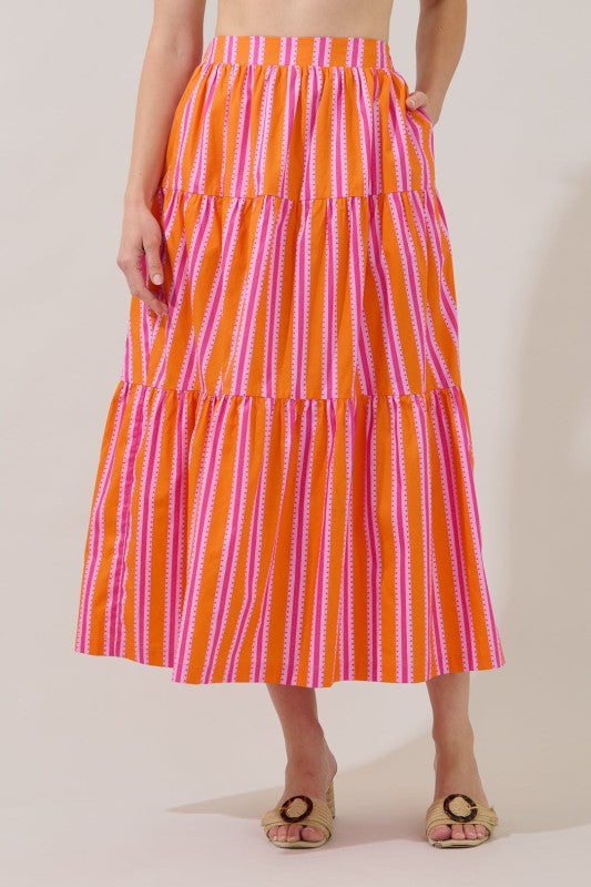 SL Desmond Stripe Cami/ Skirt Set- Orange