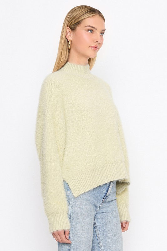 Delly Fuzzy Mock Nk Sweater pistachio