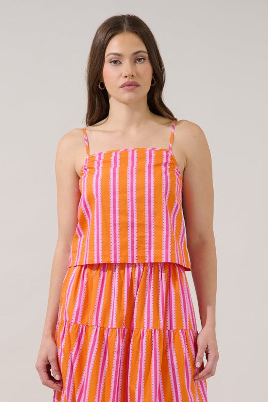 SL Desmond Stripe Cami/ Skirt Set- Orange