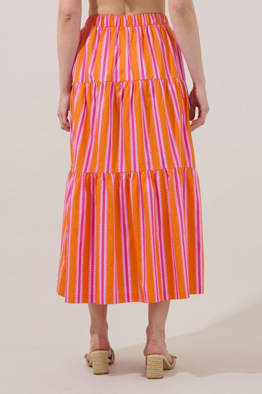 SL Desmond Stripe Cami/ Skirt Set- Orange