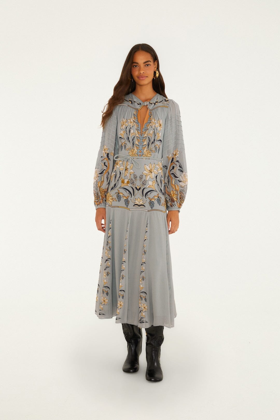 Farm Rio Stained Glass Pleated Midi