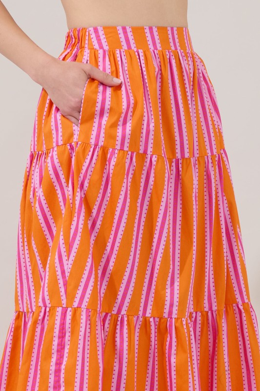 SL Desmond Stripe Cami/ Skirt Set- Orange
