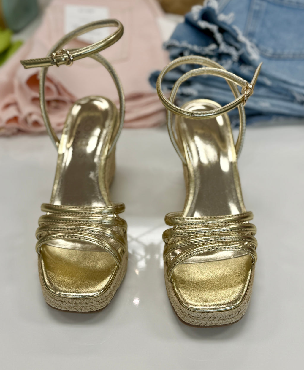 Matisse Sunny Woven Wedge- Gold