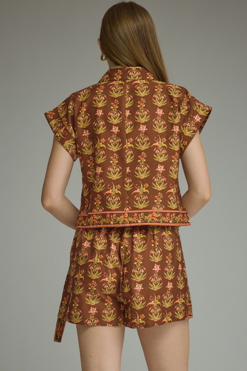 ETO Floral Contrast Border Skort Set- multi