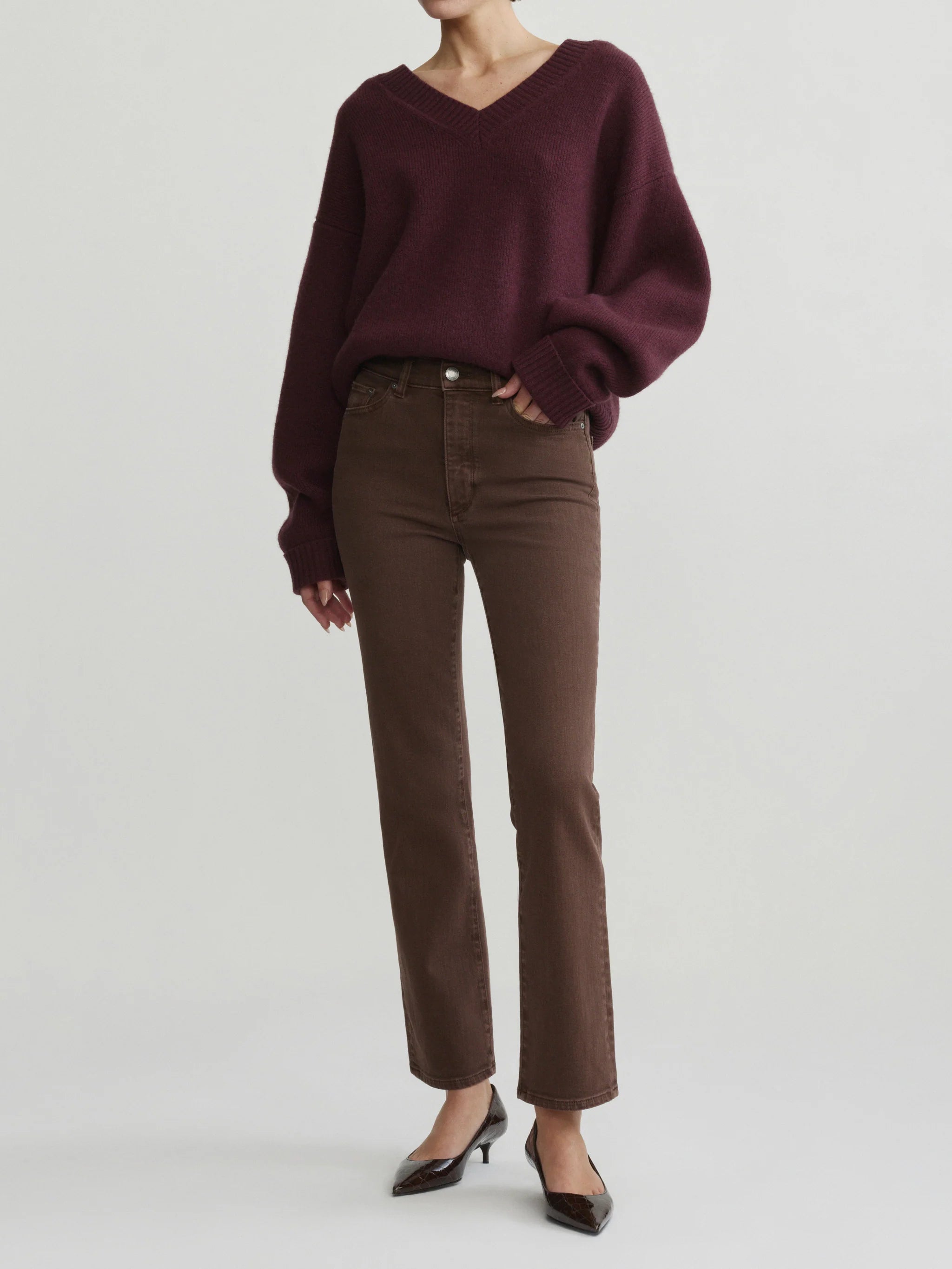 DL 1961 Halle Straight Denim- Brownstone