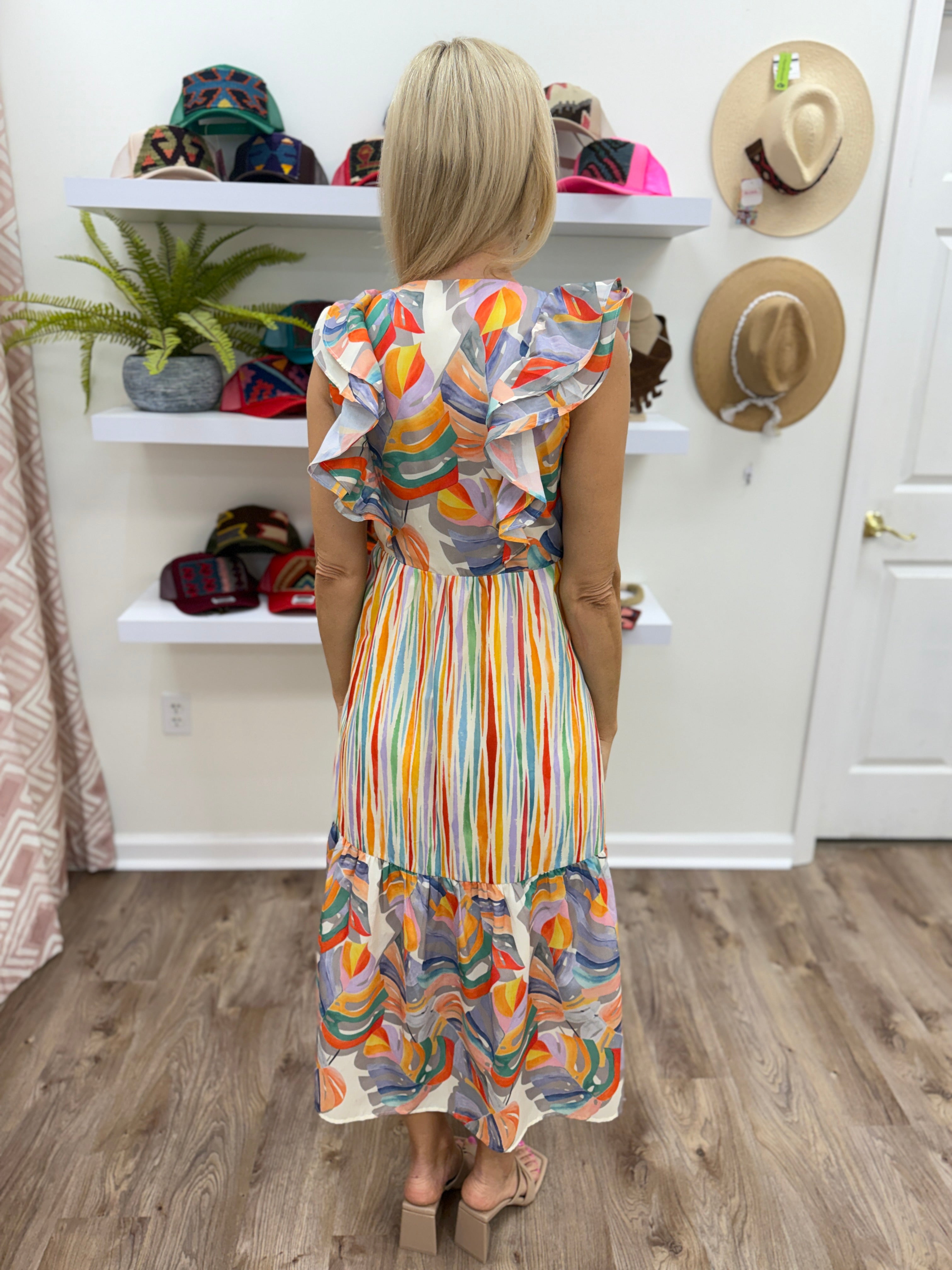 Joy Joy Ruched Maxi Dress in Petal Pop