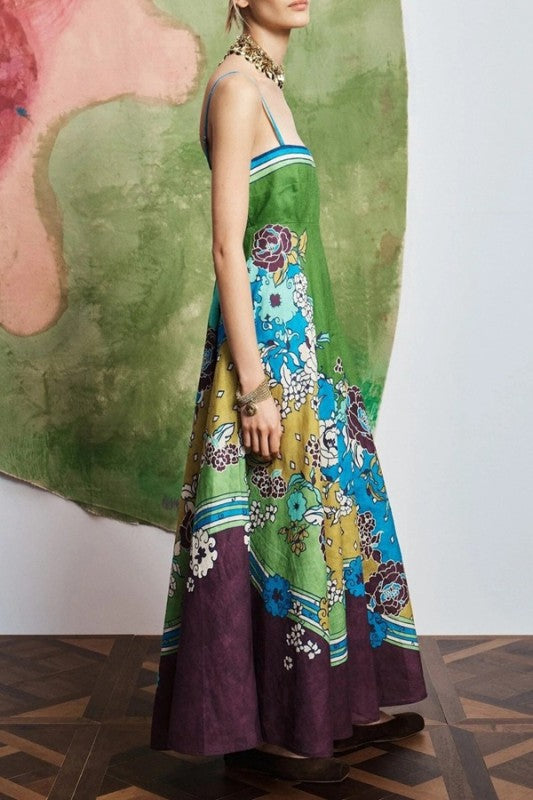 SU Green Floral Maxi Dress