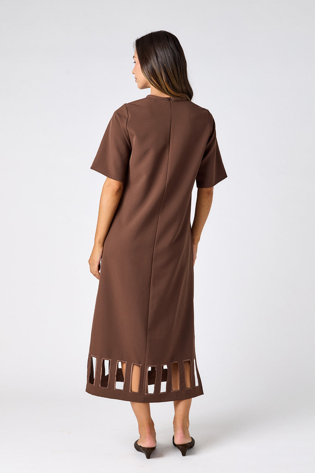 Crosby Greyson Midi Cutout Dress- Brownie