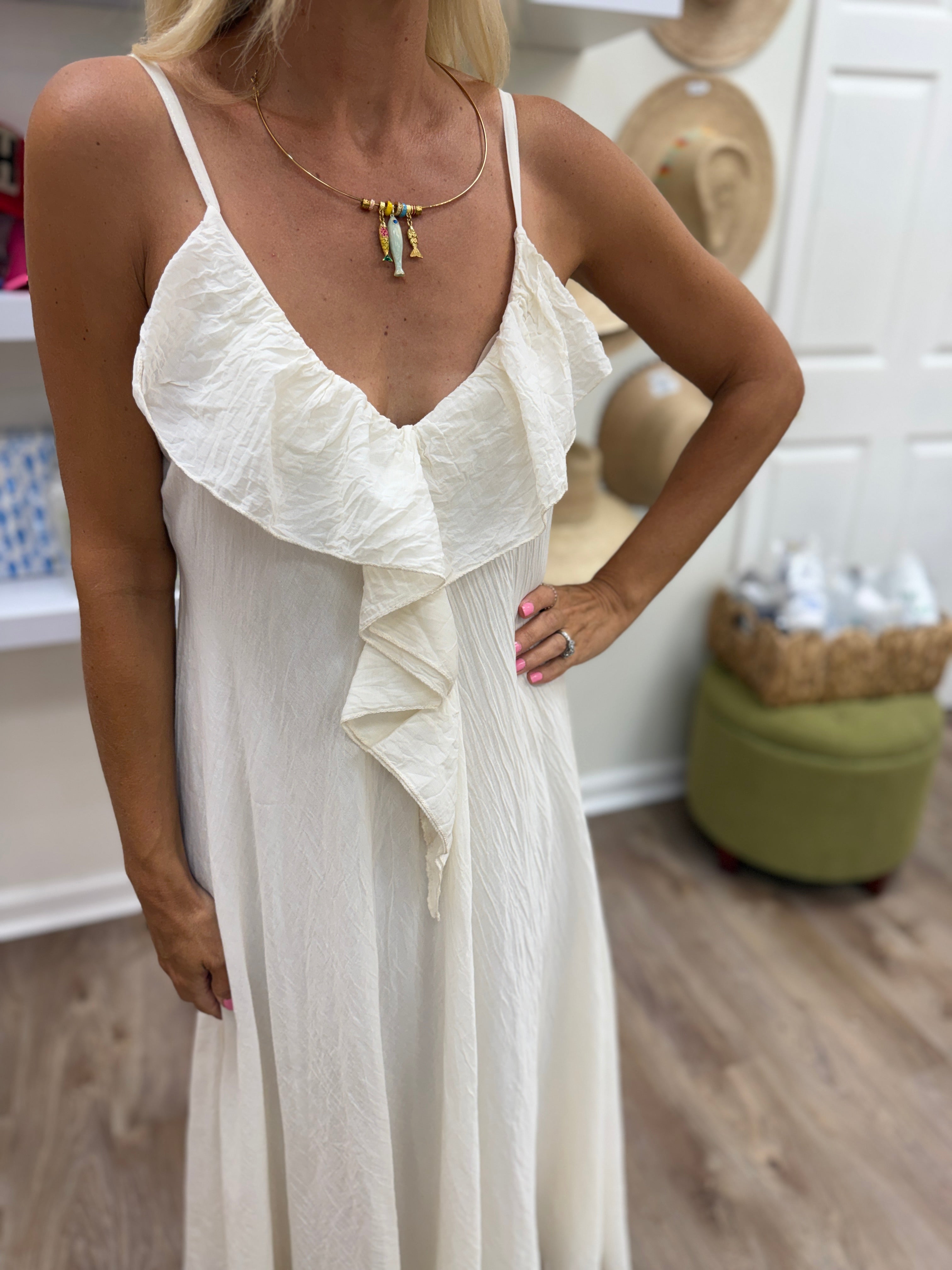 Milio Milano Ruffle VNeck Maxi