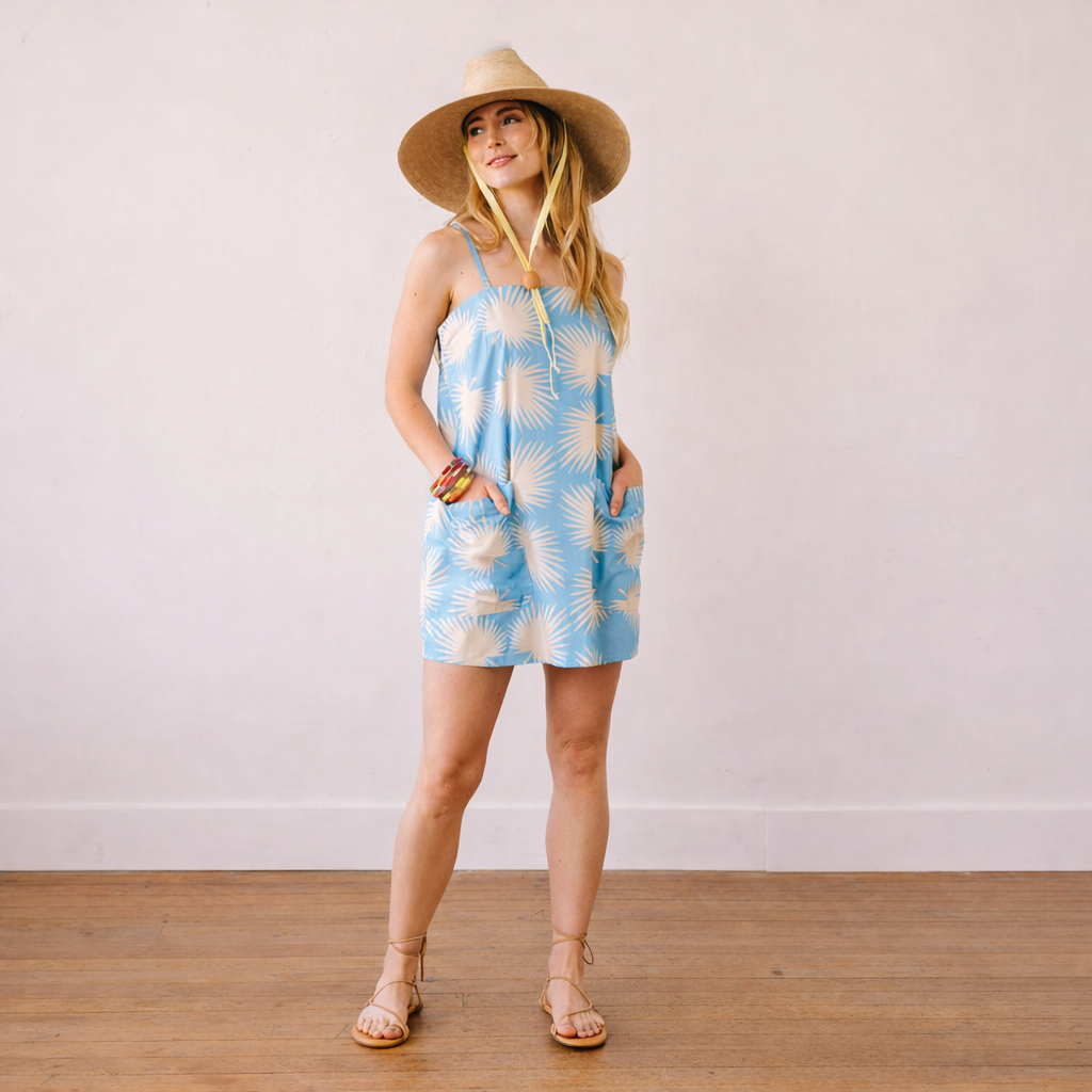 Blue Palm Geo Grotto Coverup Dress