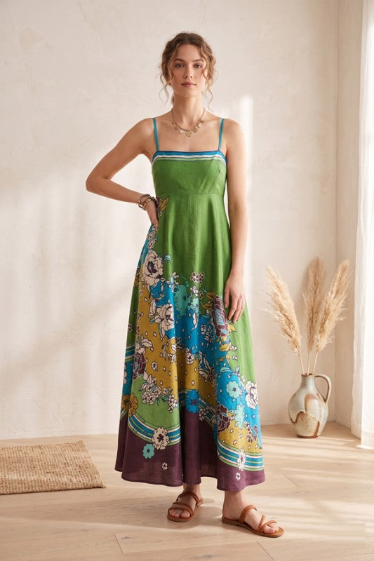 SU Green Floral Maxi Dress