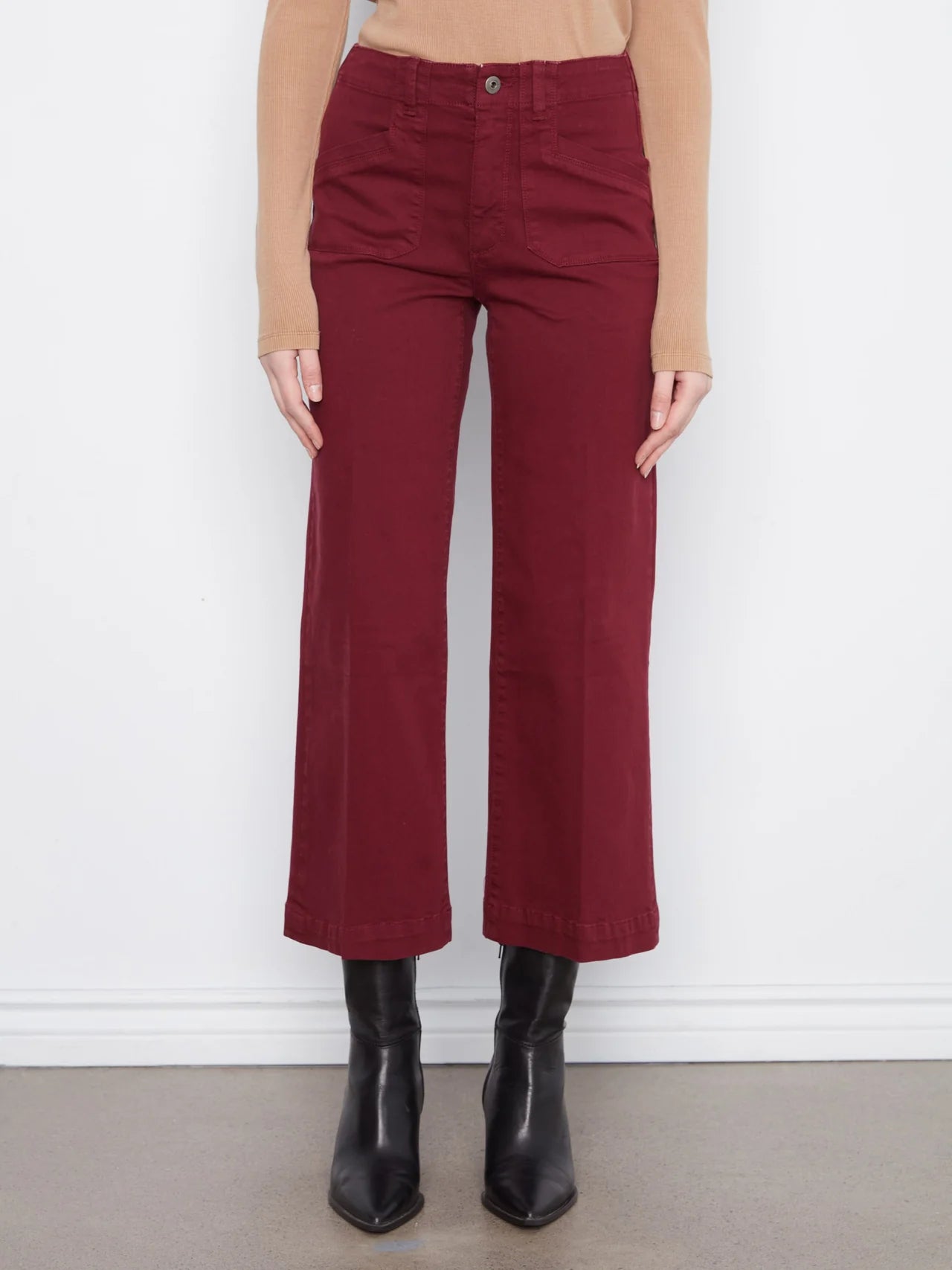 Pistola Penny Crop Wide Leg- Crimson