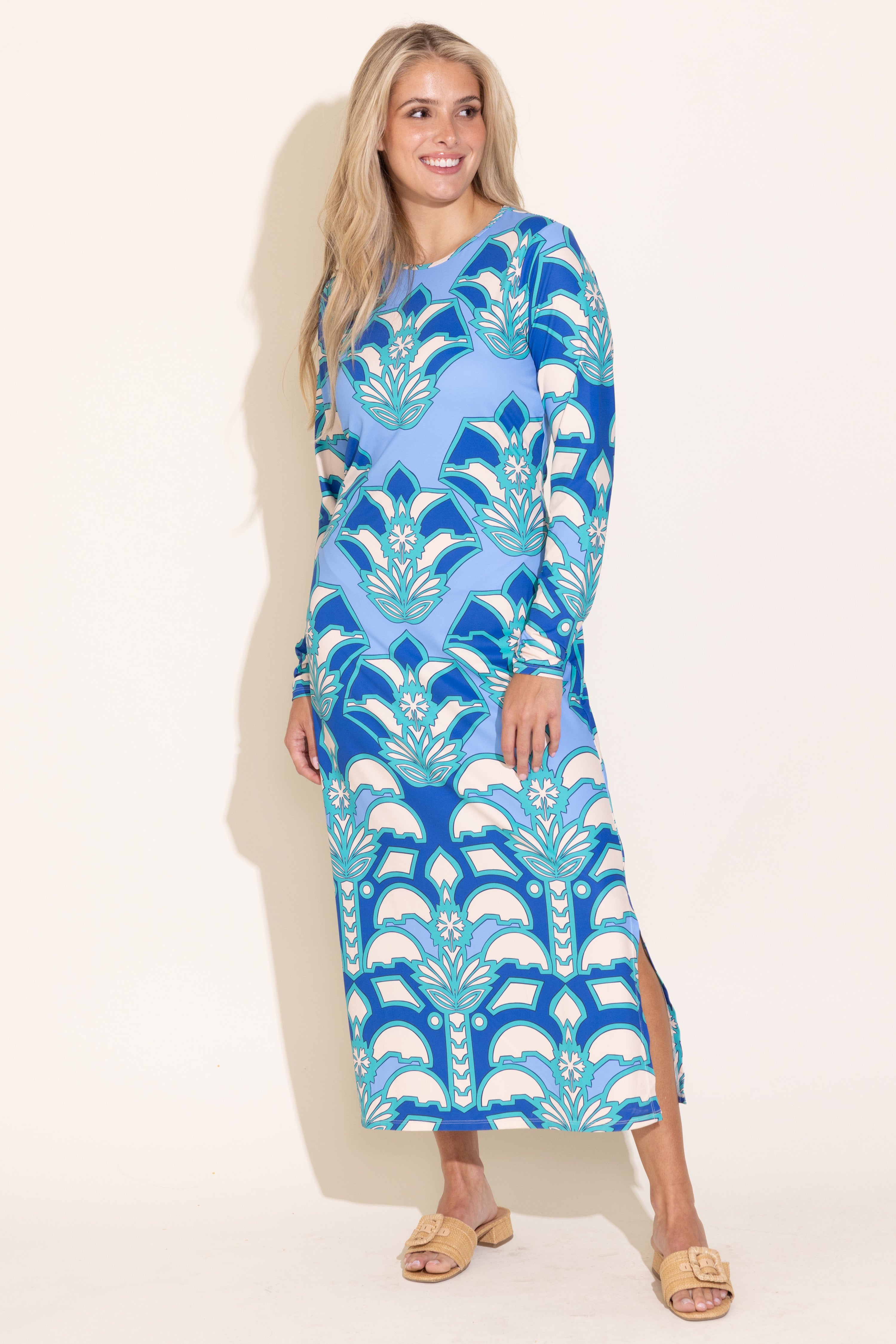 desert blue dress THE ANGEL CHIFFON MIDI DRESS IN BLUE