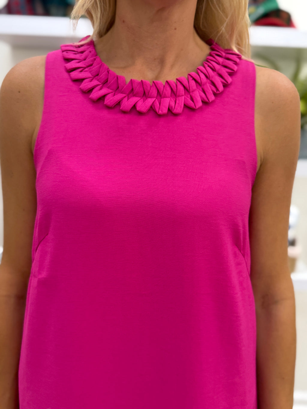 Jade Zig Zag Trim Neck Midi- Berry