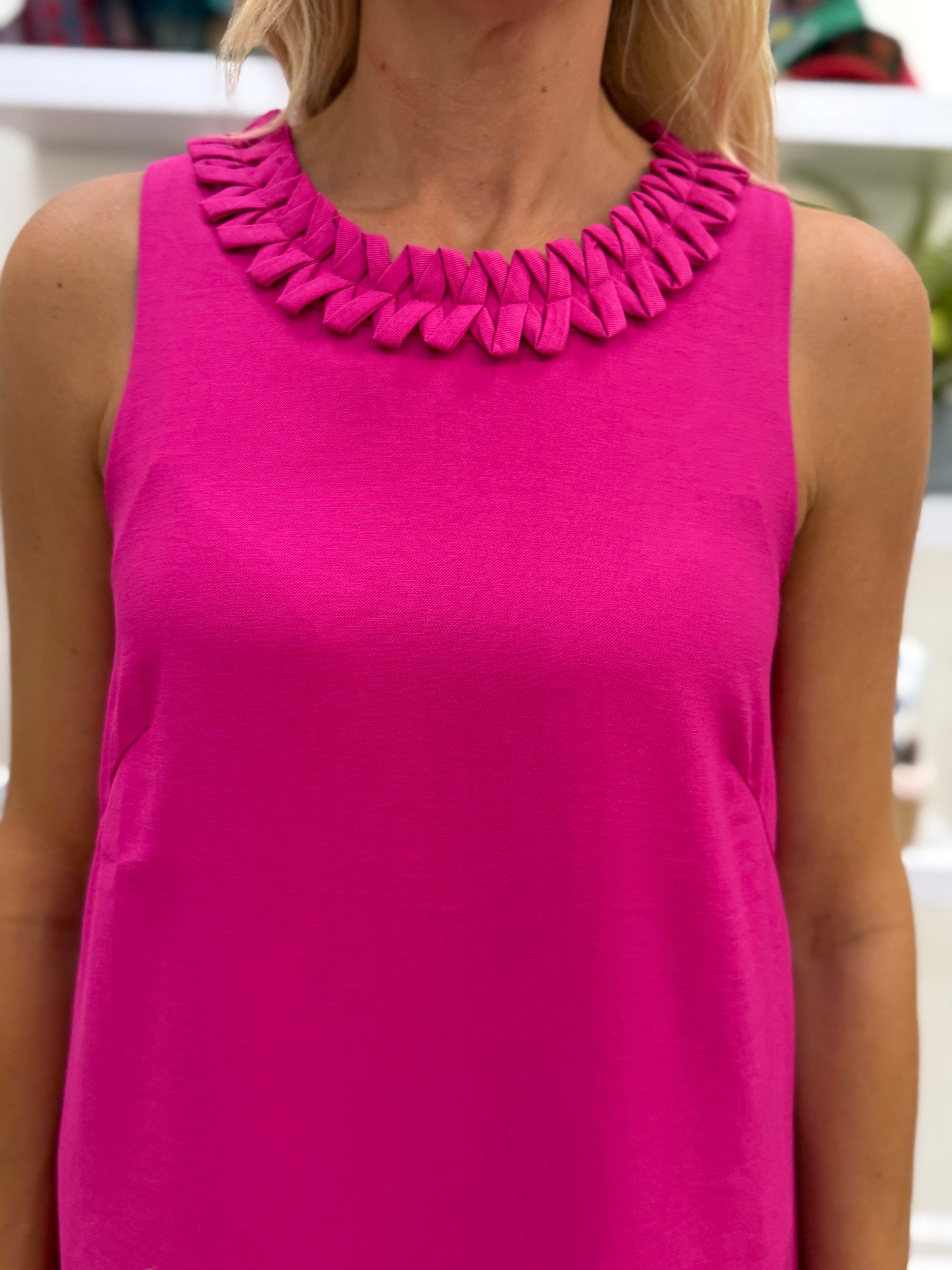 Jade Zig Zag Trim Neck Midi- Berry