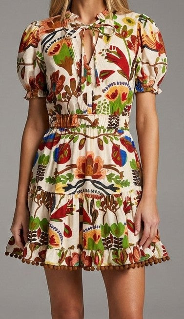 Meet Me in Sant Short Dress- wild garden