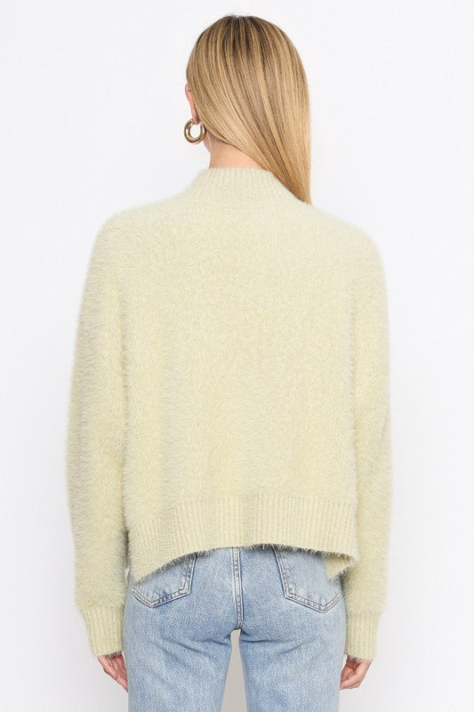 Delly Fuzzy Mock Nk Sweater pistachio