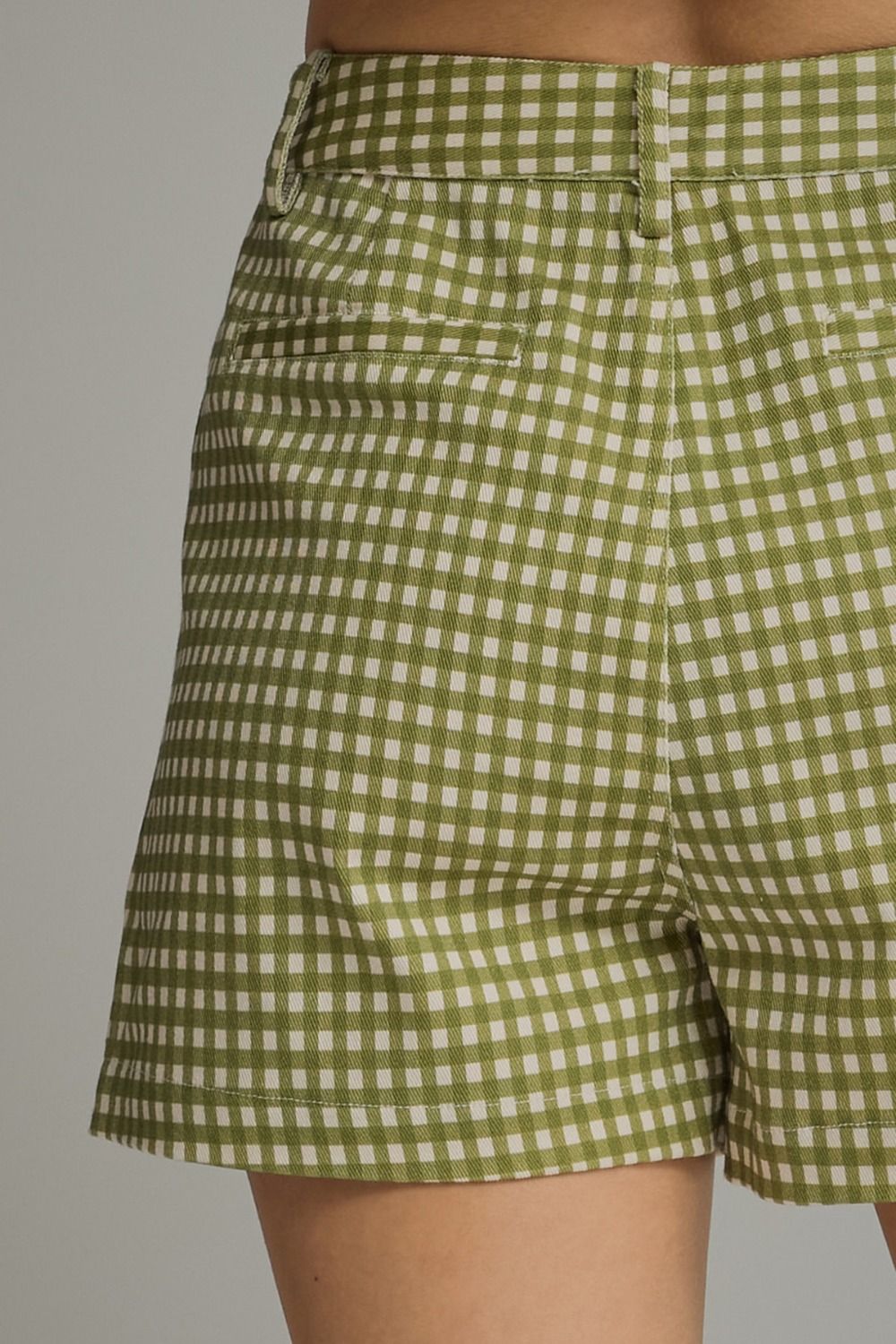 ETO Gingham Peplum Short Set- Olive