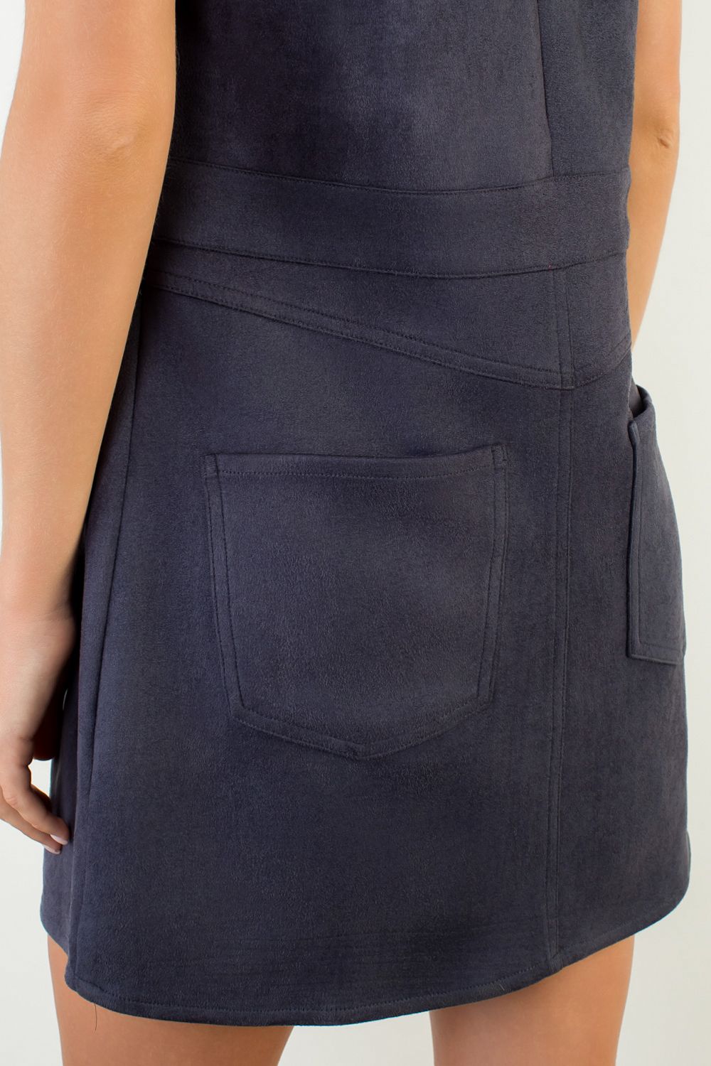 THML Sleeveless Suede Dress- Navy
