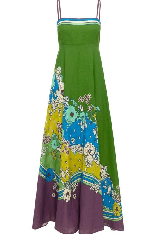 SU Green Floral Maxi Dress