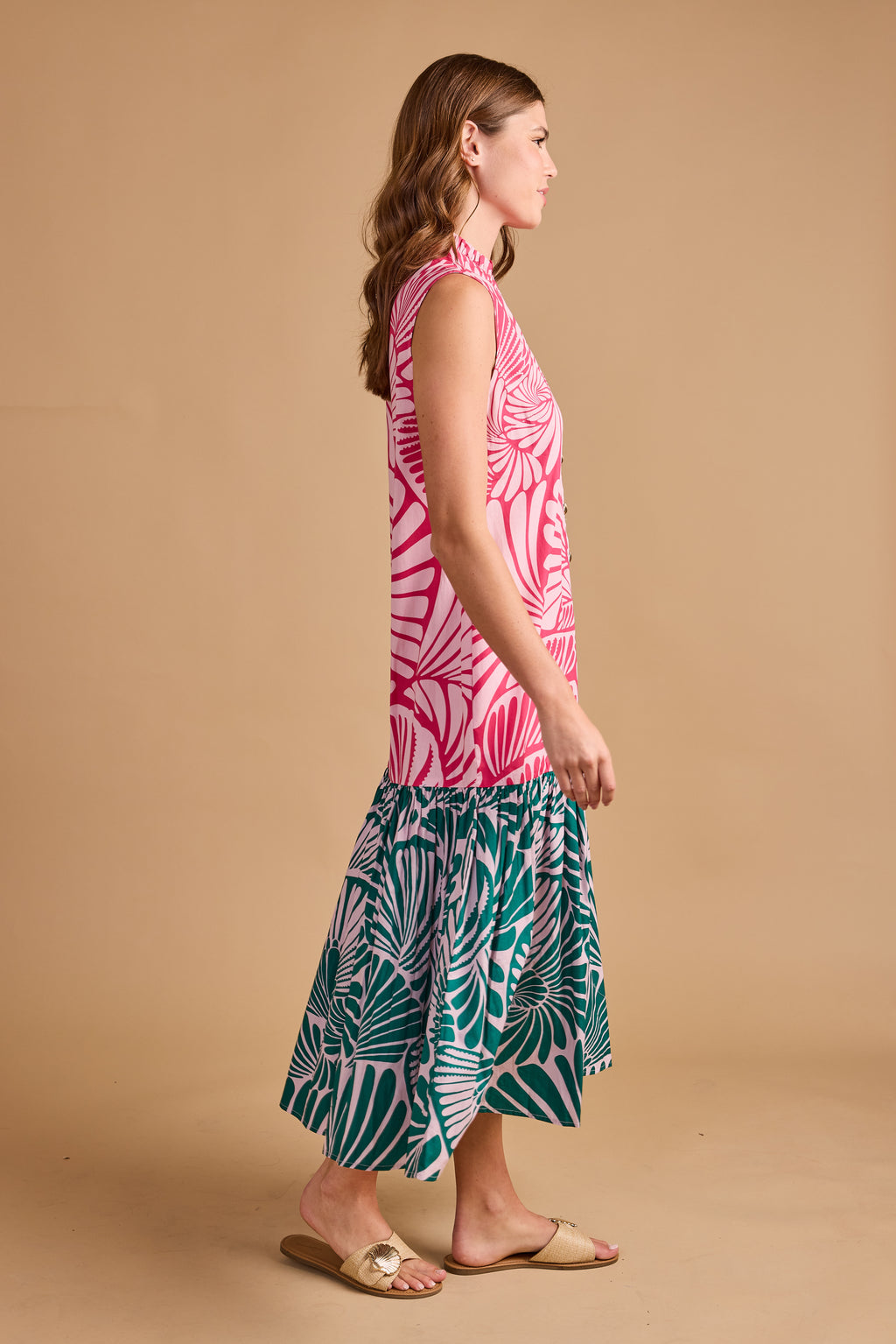 Double A Hillary Dress- Flamingo Shell