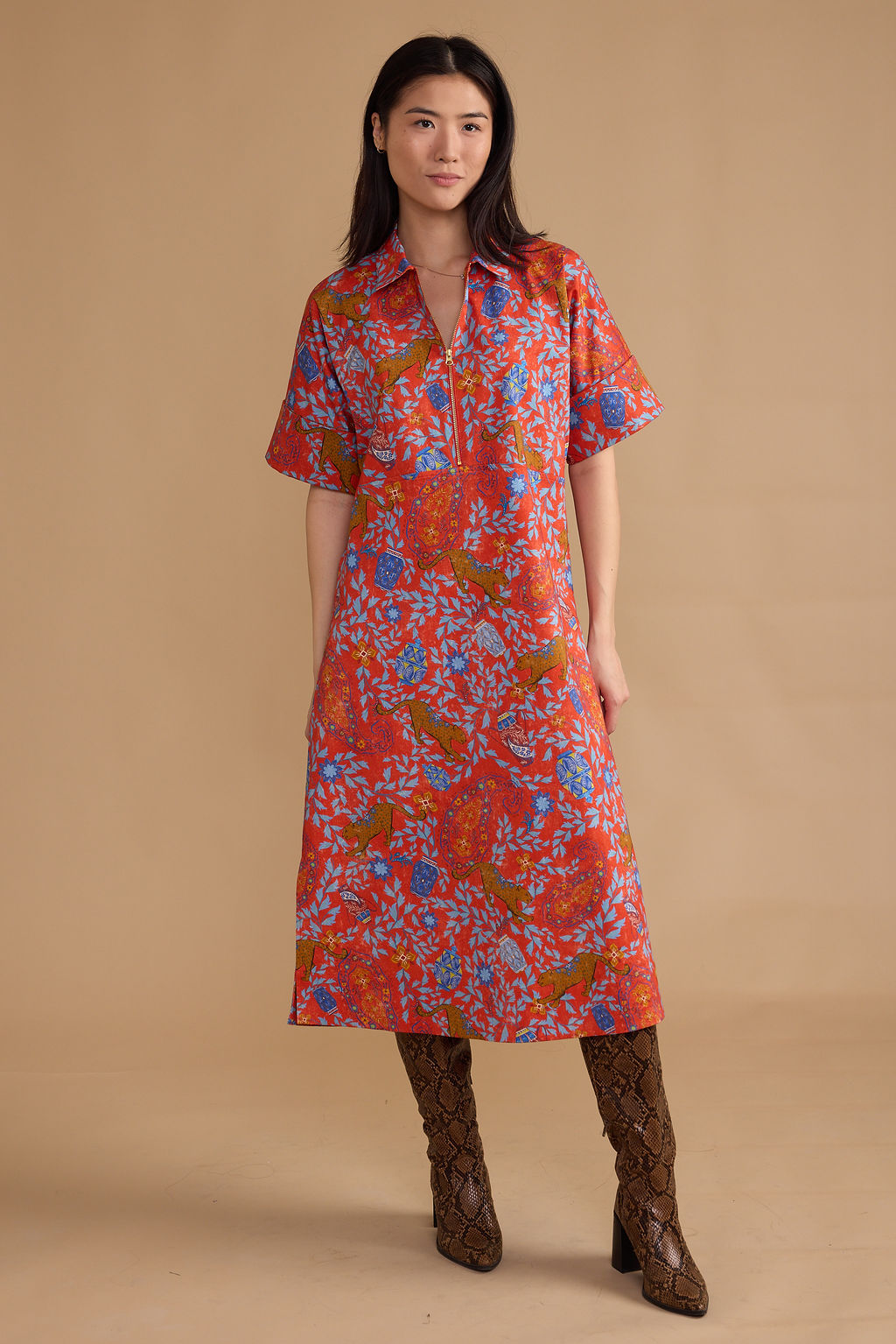 Double A Monica Dress- Leopard Raj